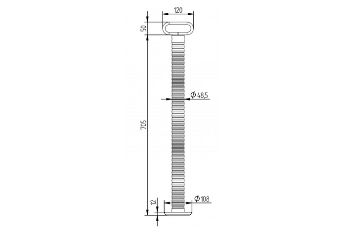 Fixed support with corrugated pipe KNOTT 6D6585.001 for 800kg trailer 48mm 705mm