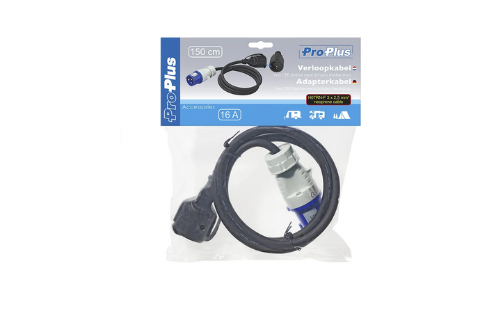 Adapter with CEE plug and socket with protective contact 16A 230V ProPlus 373530DE cable 150cm