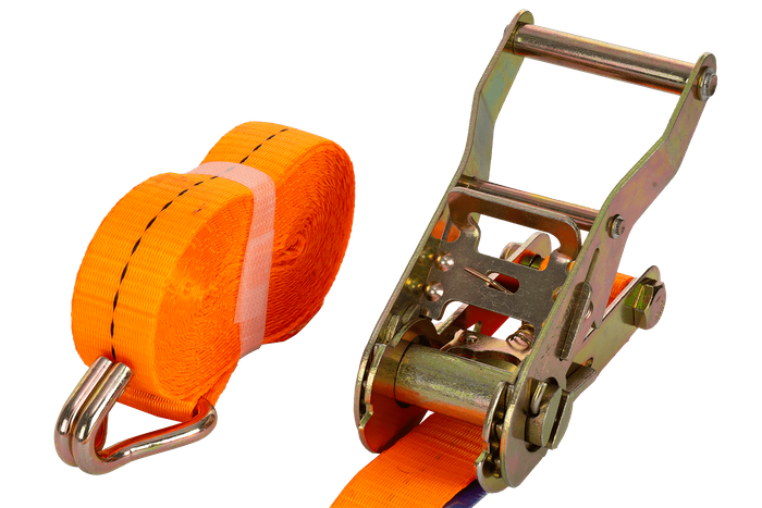 Set of four UNITRAILER 5m/25mm/1t orange transport belts with tensioner