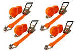 Set of four UNITRAILER 12m/50mm/5t orange transport belts with tensioner