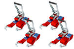 Set of four UNITRAILER 4m/50mm/5t red transport belts with tensioner