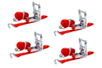 Set of four UNITRAILER transport belts with tensioner 4m/25mm/1t red