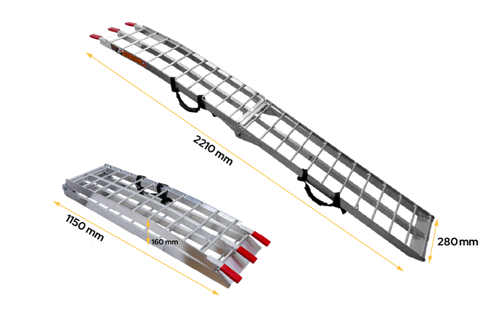 UNITRAILER ALR002 foldable ramp aluminum ramp for trailer 221cm 340kg with belt