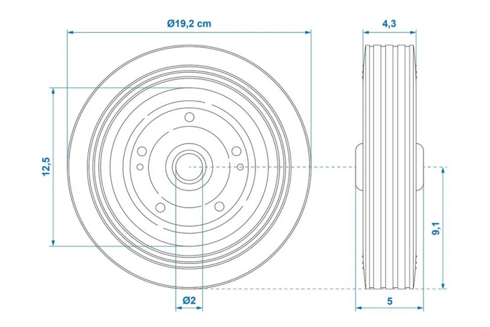 Spare wheel for ProPlus 341540 solid rubber jockey wheel 200x50mm