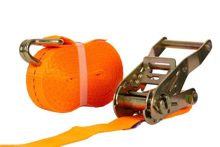 Set of four UNITRAILER 8m/25mm/1t orange transport belts with tensioner