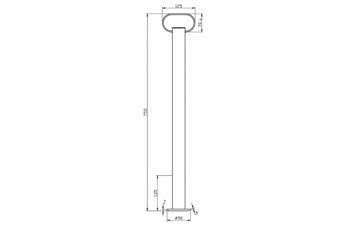 UNITRAILER fixed support for 150kg flatbed trailer 48mm 685mm