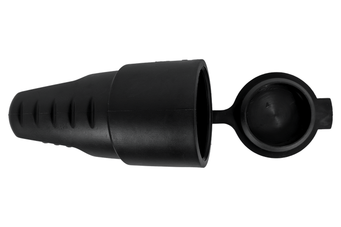 MANTES 3P female socket, rubber, with flap, 16A, 250V