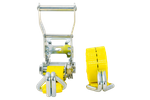 Set of four UNITRAILER transport belts with tensioner 4m/25mm/1t yellow