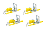 Set of four UNITRAILER transport belts with tensioner 4m/25mm/1t yellow