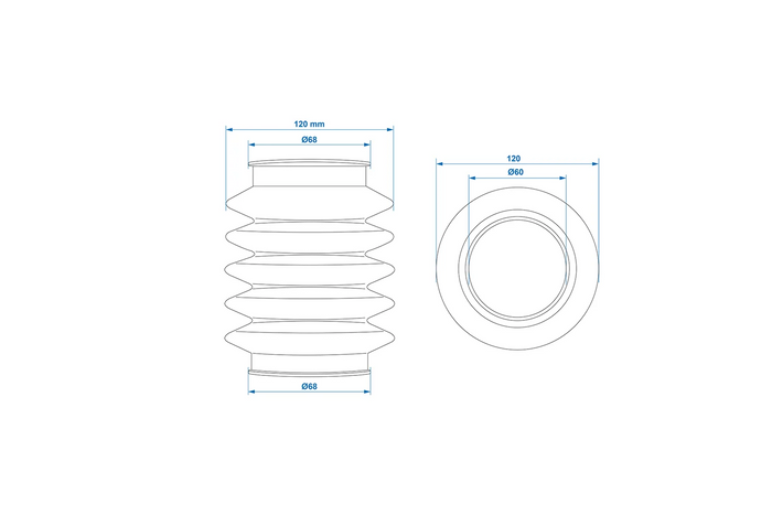 Rubber bellows securing the slide of the ProPlus 60mm overrun device for KNOTT KF/KFG overrun devices