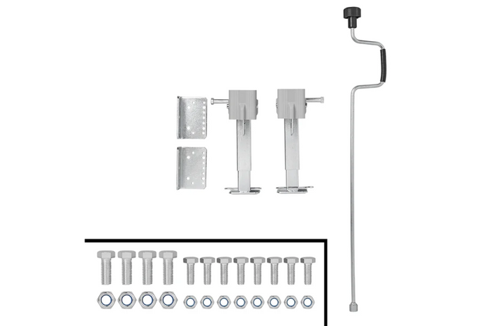Set of two extendable supports with crank and ProPlus 361500 mounting for 1000kg flatbed trailer 290-460mm