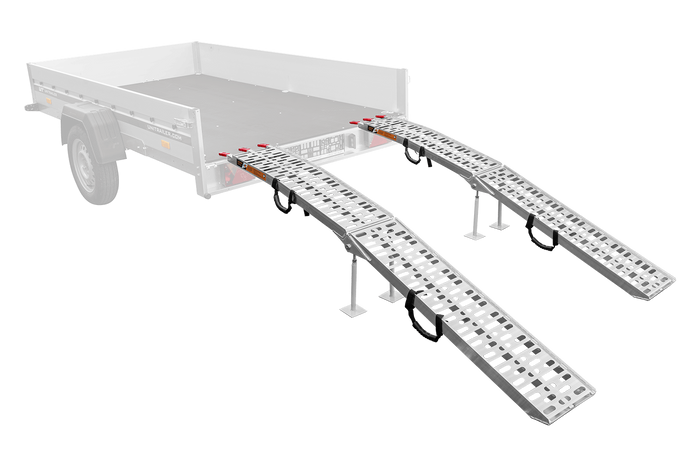 UNITRAILER ALR003 foldable ramps aluminum ramps for trailers 221cm 680kg with belt and support, set of 2