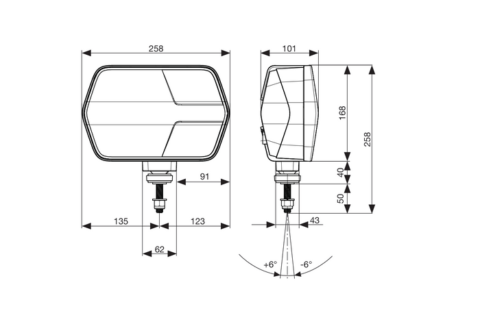 ASPÖCK LuxLED II LED front lamp 7 functions 6-pin DEUTSCH DT06-6S left
